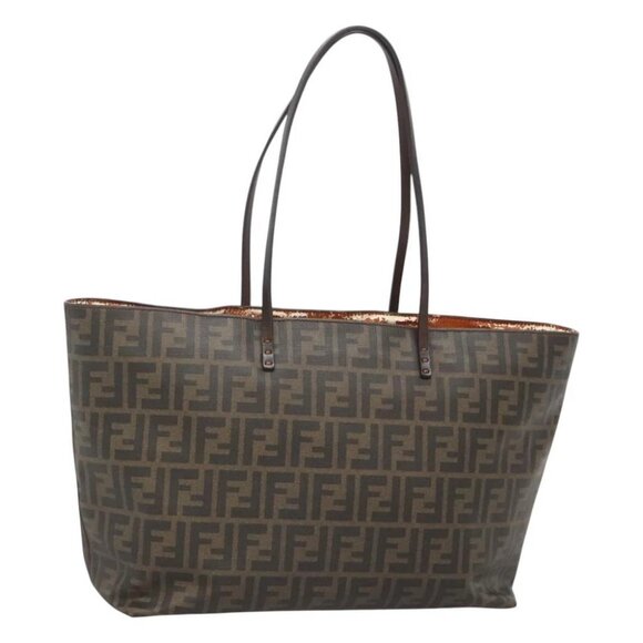 FENDI Zucca Canvas Tote Bag Brown Black - Picture 1 of 15